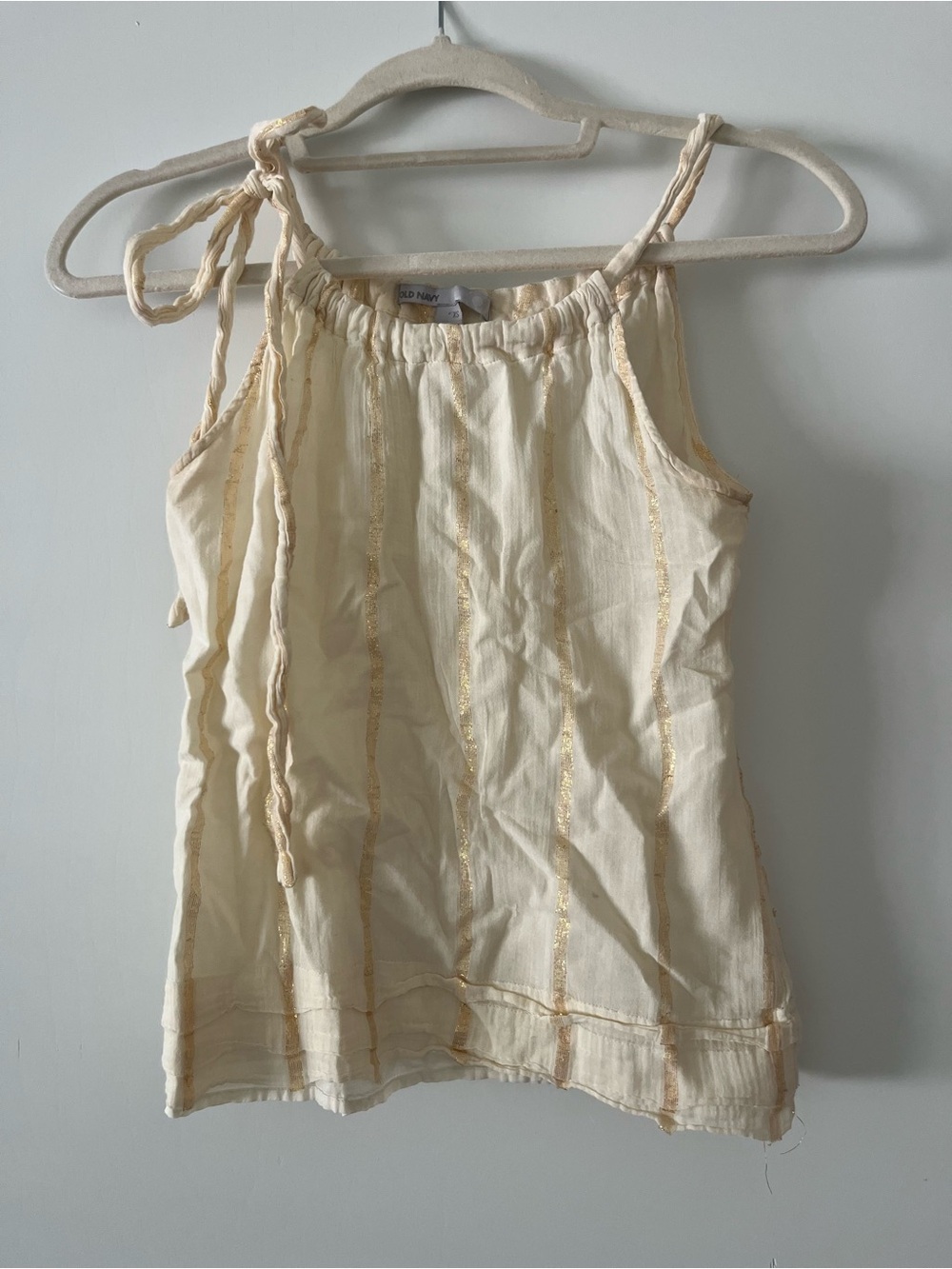 Old Navy Gold & Cream Tie-Shoulder Tank Top